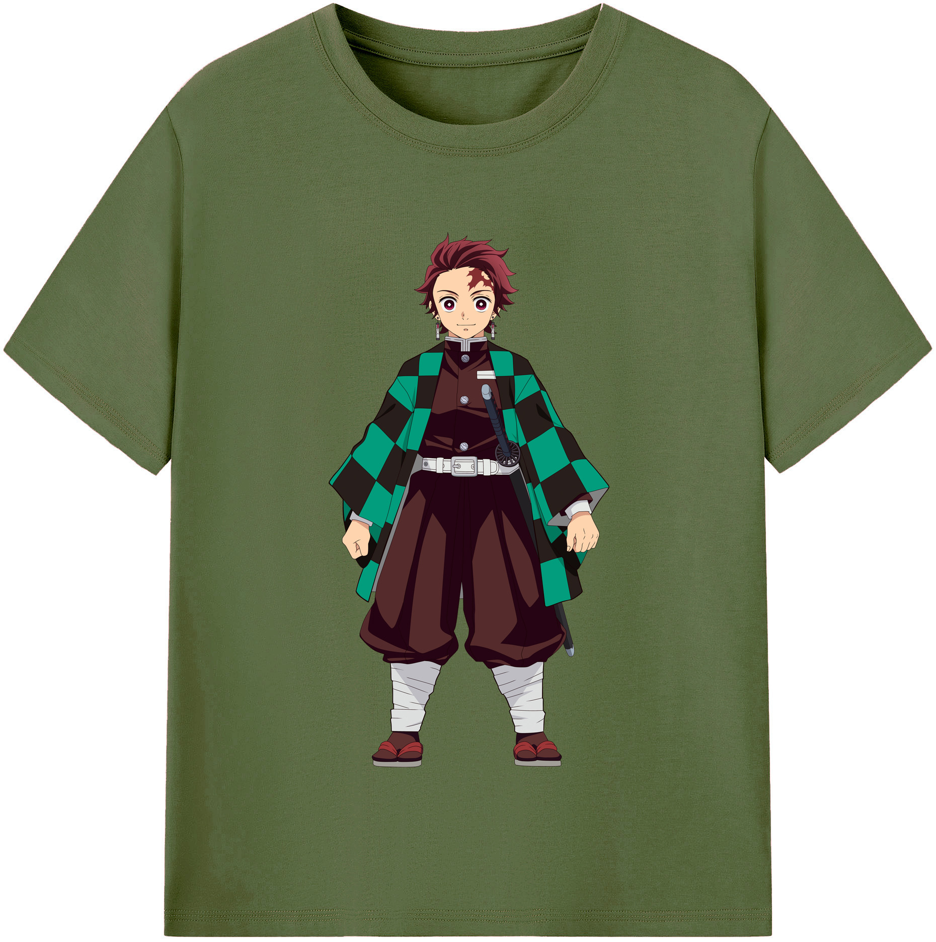 （画像用） 鬼滅の刃 竈門 炭治郎／かまど たんじろう Kamado Tanjirou 綿100％半袖Tシャツ（フロントプリント）
